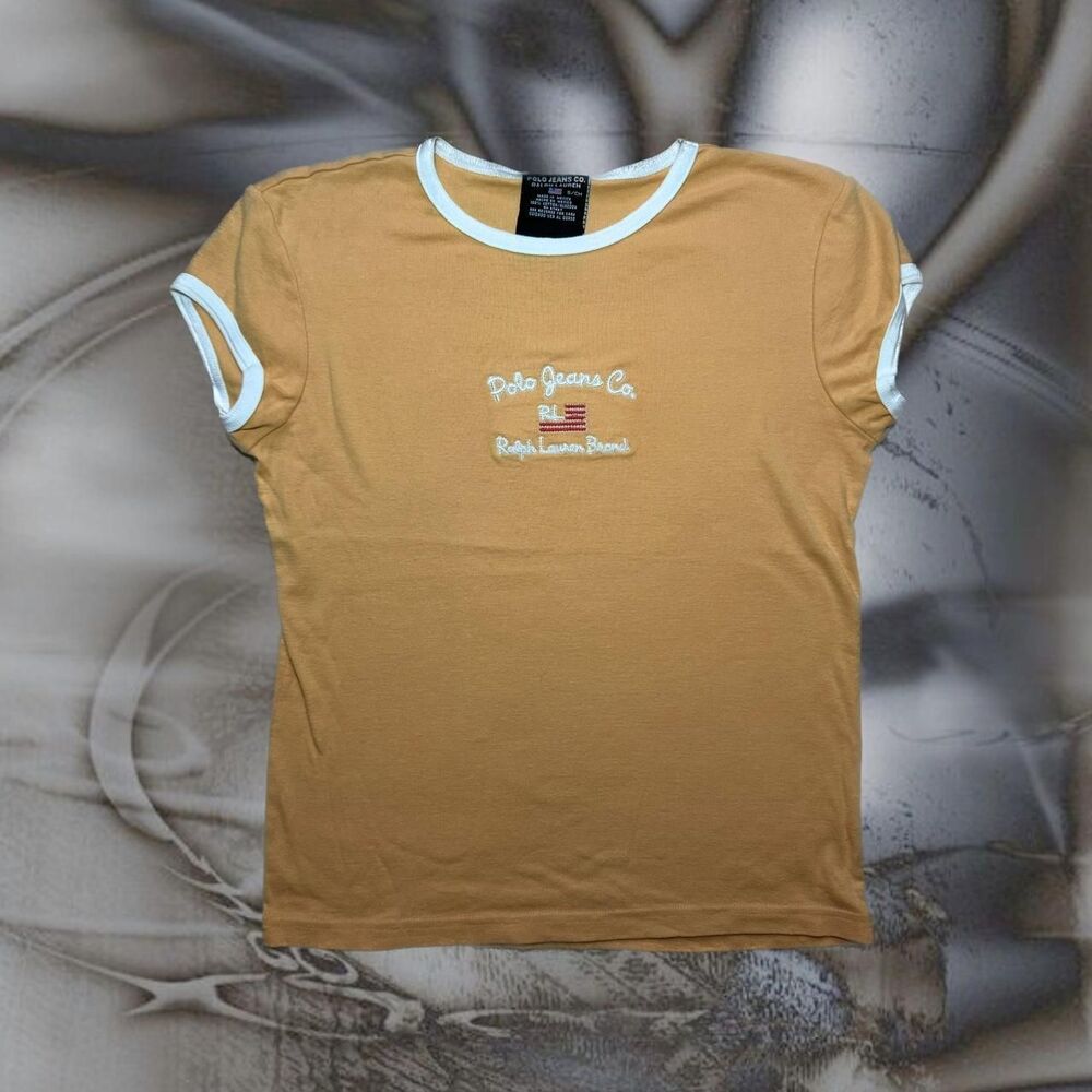 Polo-ralph-lauren Women's Yellow and White T-shirt